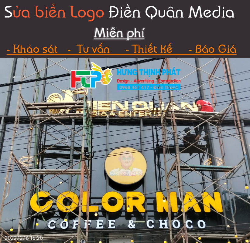 Sửa logo bảng hiệu ĐIỀN QUÂN MEDIA và COLOR MAN